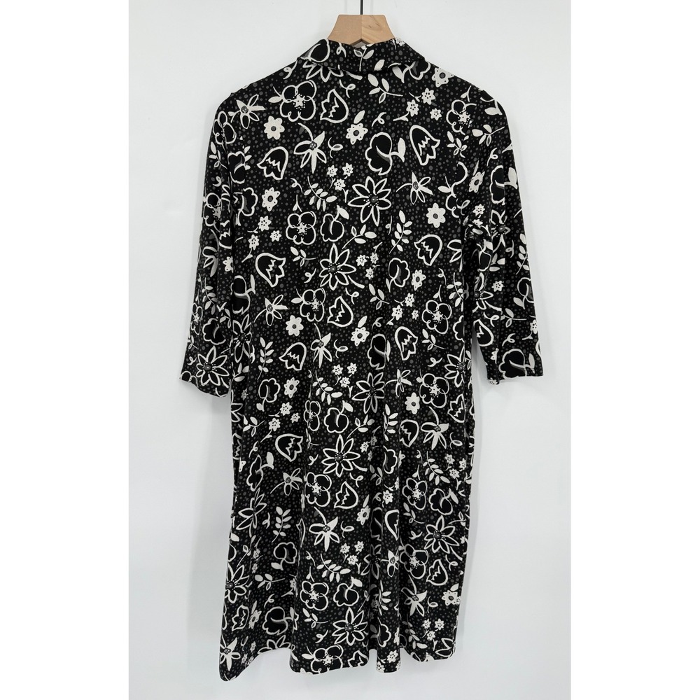 J Jill Dress Womens Small Black Floral Pima Cotton Modal Stretch Pockets - Picture 2 of 10